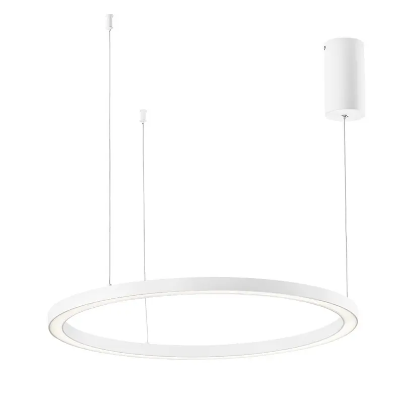 Sospensione LED HOOP in alluminio bianca diffusore in acrilico e cavi regolabili CCT 120cm. LED-HOOP-S120-BCO