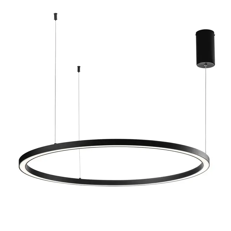 Sospensione LED HOOP in alluminio nera diffusore in acrilico e cavi regolabili CCT 120cm. LED-HOOP-S120-NER