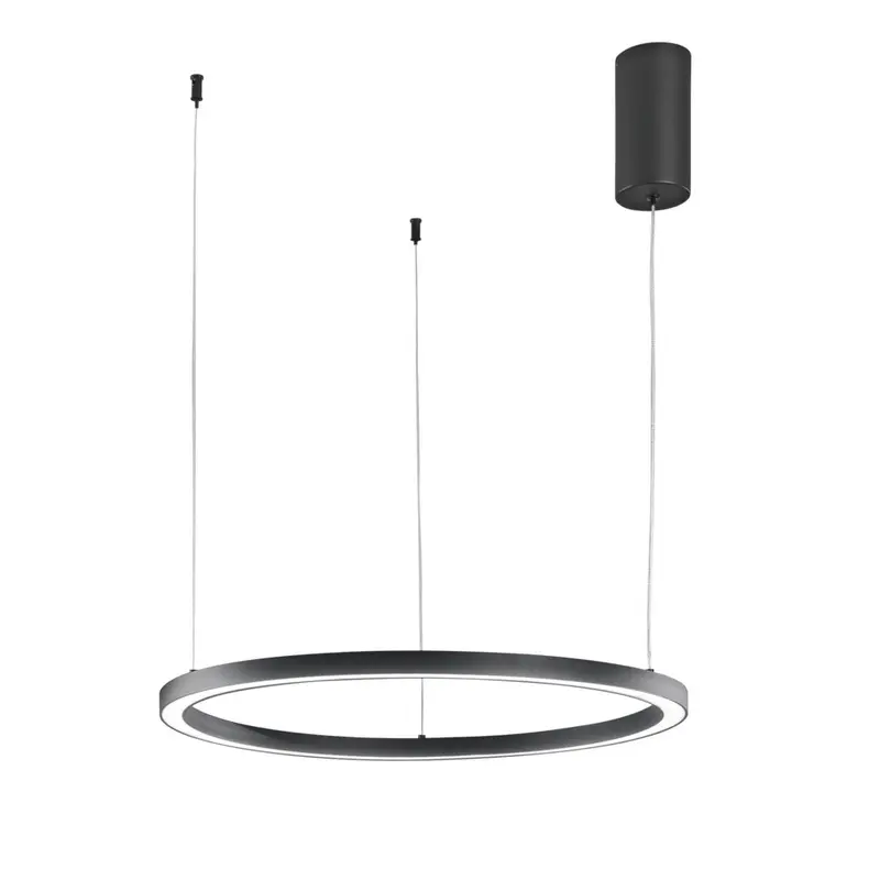 Sospensione LED HOOP in alluminio nera diffusore in acrilico e cavi regolabili CCT 60cm. LED-HOOP-S60-NER