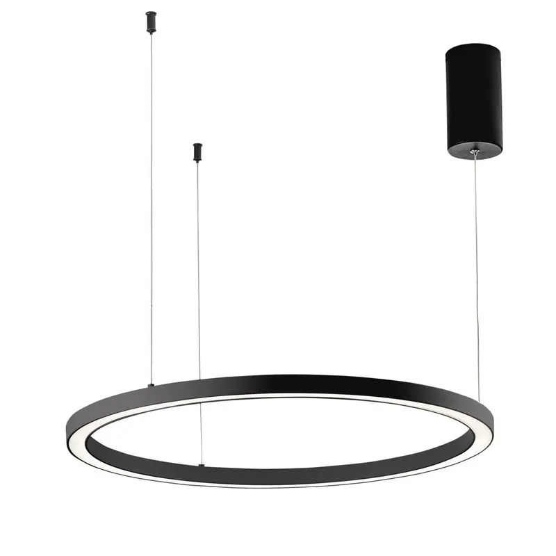 Sospensione LED HOOP in alluminio nera diffusore in acrilico e cavi regolabili CCT 80cm. LED-HOOP-S80-NER
