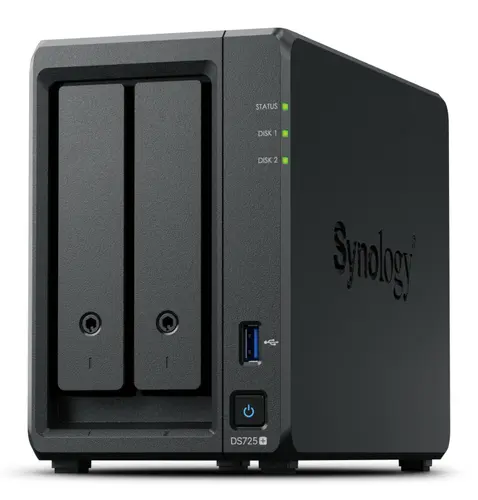 SYNOLOGY NAS TOWER 2X SATA, 2X NVME, MAX 40 CAM, RYZEN R1600, 4GB ECC, 2.5GBE, USB, ESATA,