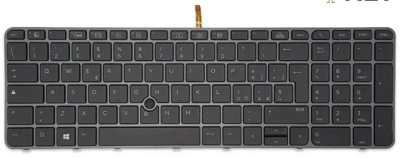 Tastiera Italiana per HP EliteBook 755 G3 - Nera, frame grigio, retroilluminata