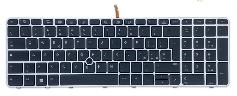 Tastiera Italiana per HP EliteBook 850 G4- Nera, frame silver, retroilluminata
