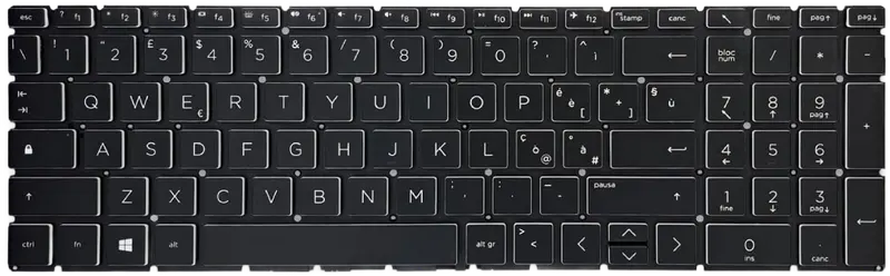 Tastiera Italiana per HP HP Pavilion Gaming 16-a0006nl (19N01EA) - con Retroilluminazione bianca