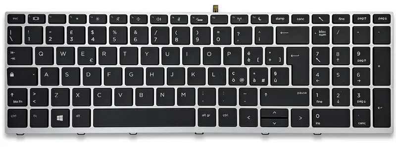Tastiera per HP ProBook 650 G5 - Nera, Retroilluminata, senza Trackpoint, cornice argento