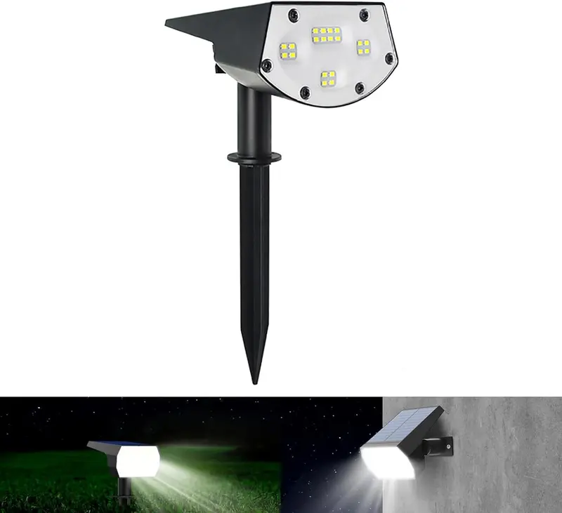 Tekone Faretto Solare LED da Giardino con Picchetto – Batteria 1800mAh, Pannello Solare 5,5V, Illuminazione Esterna Automatica