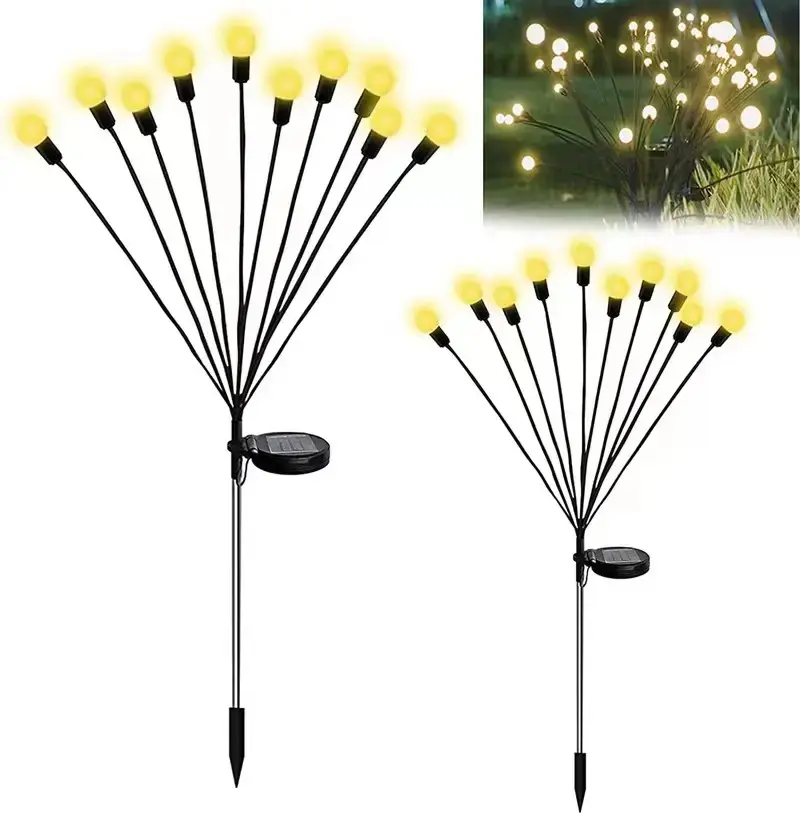 Tekone Luce Solare da Giardino Decorativa a LED – 10 Luci Bianco Caldo, Altezza 75 cm, con Pannello Solare e Batteria 600mAh