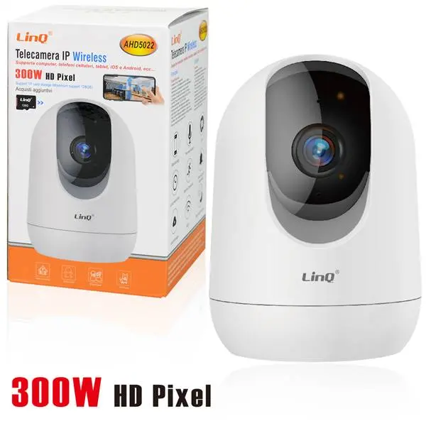 TELECAMERA DI RETE WIRELESS HD DA 3MP SUPPORTA TF CARD 128GB MICROFONO E ALTOPARLANTE INTEGRATO PN