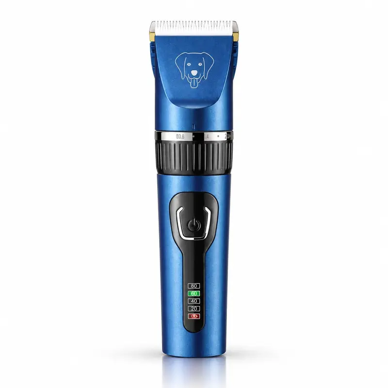 Tosatrice per Cani e Gatti Ricaricabile 5W, 4 Pettini, Blu