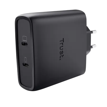 TRUST ALIMENTATORE/CARICABATTERIA 100W 2 PORTE USB-C GAN - PLASTICA RICICLATA 50 - MAXO - NERO