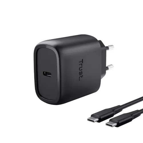 TRUST ALIMENTATORE/CARICABATTERIA 45W USB-C GAN - CAVO RICARICA 2M INCLUSO - PLASTICA RICICLATA 50
