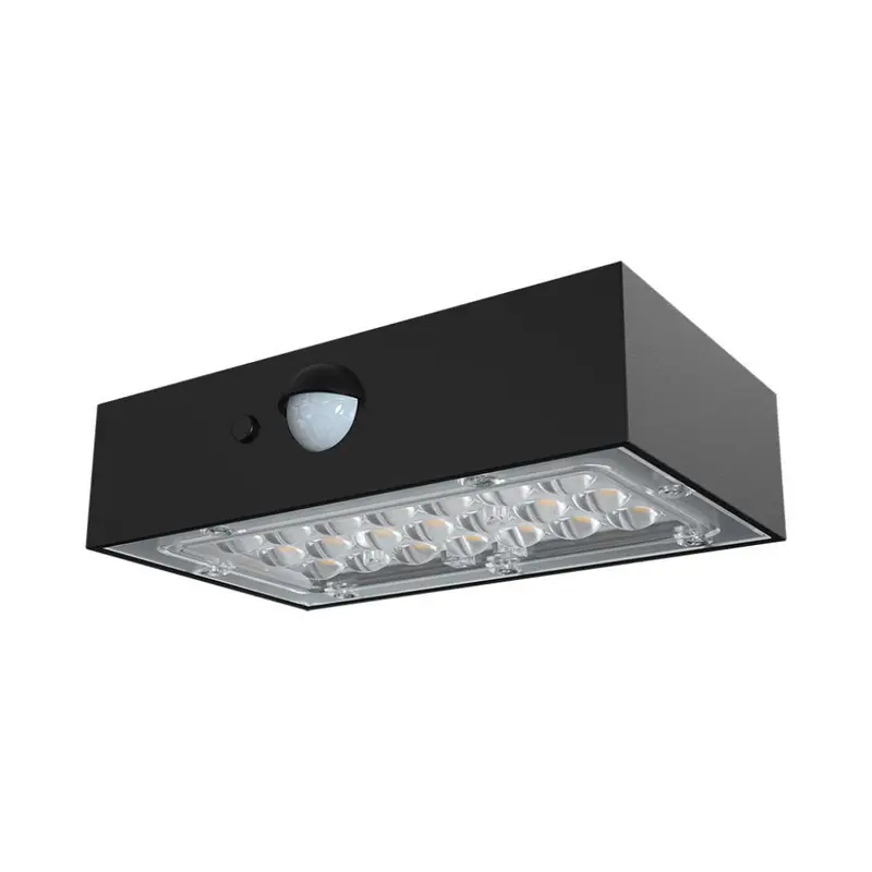 V-TAC Lampada LED da Muro 3W 350lm Con Pannello Solare e Sensore PIR nero 3000+4000K IP65 10305
