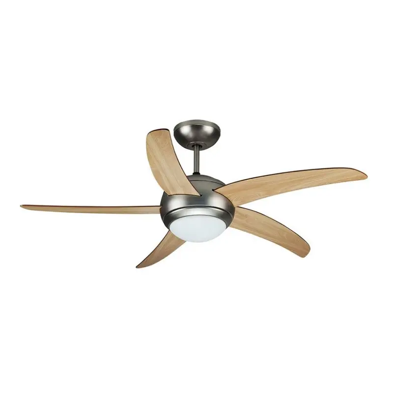 Ventilatore LED da Soffitto 2 LAMP.X E27 con Motore a Corrente Alternata da 60W con Telecomando 5 pale (Mdf Chiare)7916 VT-6053-5