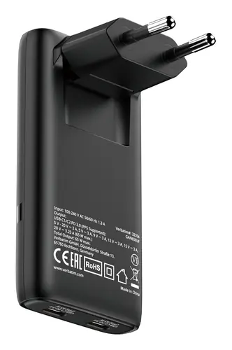 VERBATIM ALIMENTATORE DA MURO 2 PORTE USB C 65W