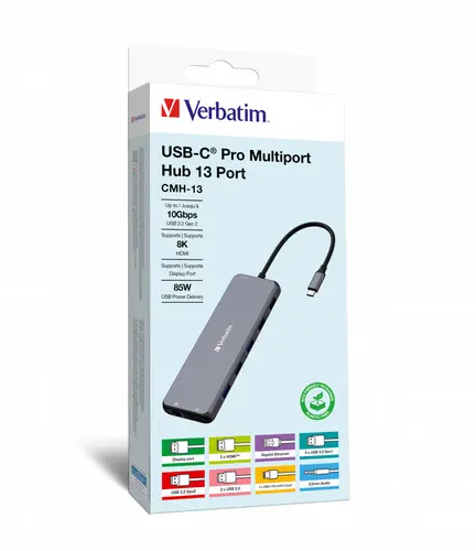 VERBATIM DOCKING STATION USB-C PRO MULTIPORT HUB 13 IN 1 8K PD 85W