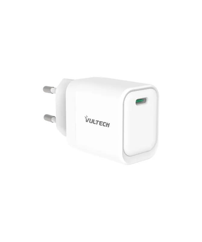 VULTECH CARICATORE ADATTATORE UNIVERSALE, 1 X TYPE-C PD30W GAN PPS 33W, BIANCO COMPATTO
