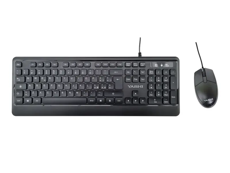 YASHI TASTIERA E MOUSE USB KIT, SOFT, NERO, ITA