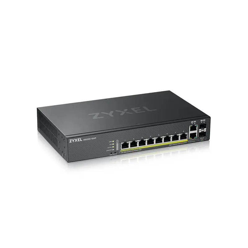 ZYXEL SWITCH MANAGED LAYER 3 LITE, 8X GB POE 180W, 2X SFP, FANLESS DESKTOP/RACK, NFLEX